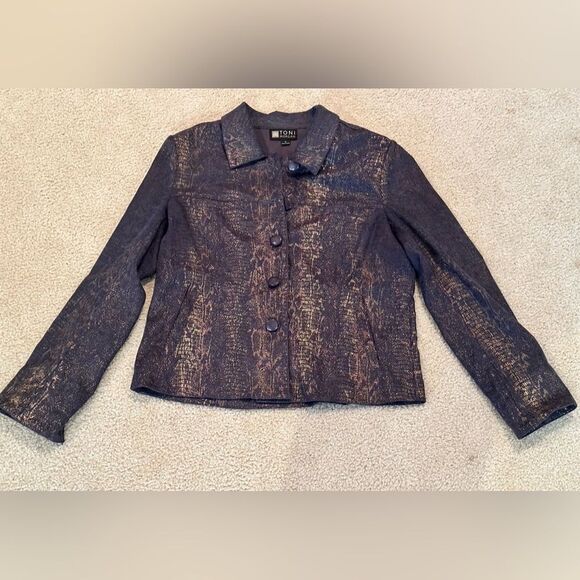 Toni Morgan gray and metallic gold jacket sz small - Picture 1 of 6